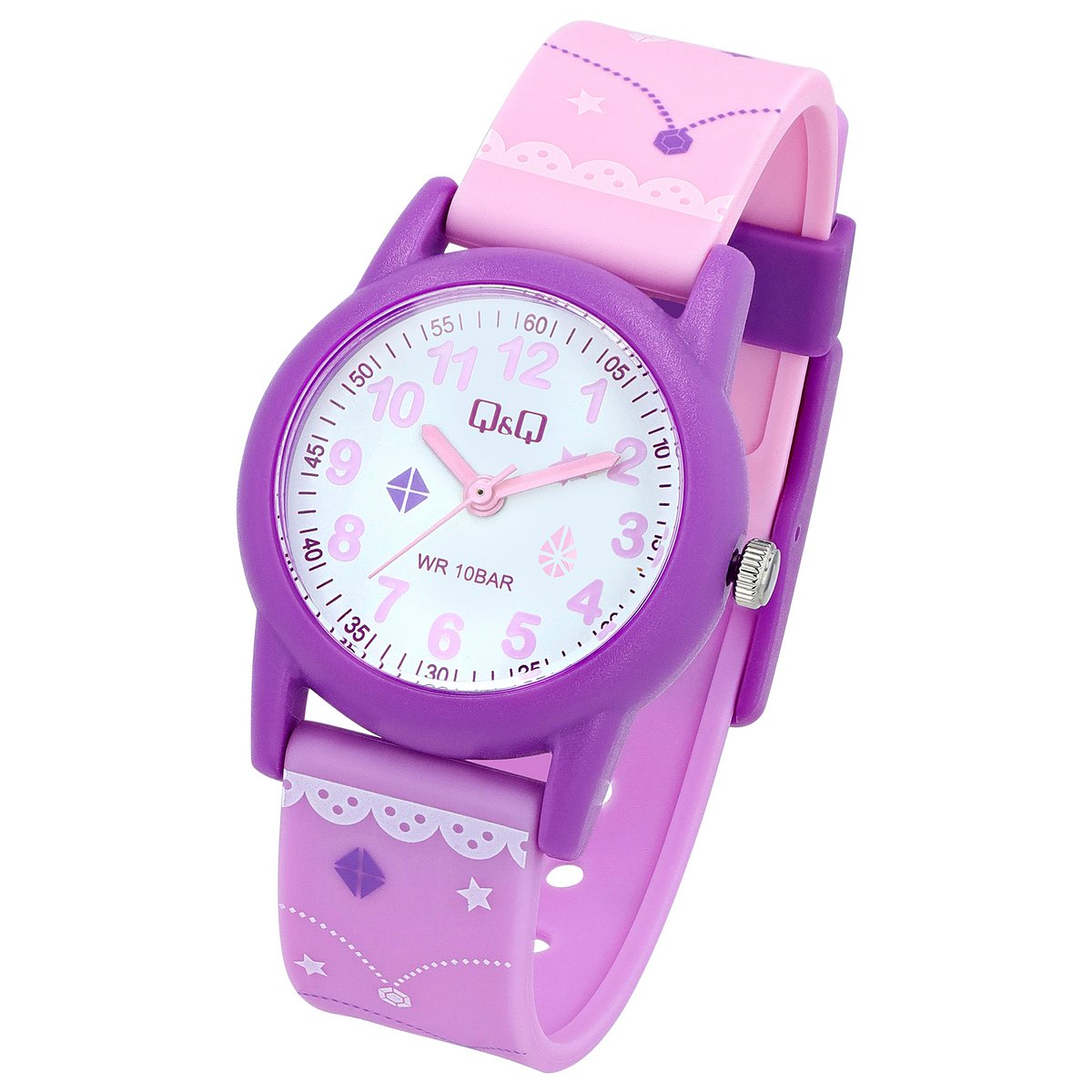Montre pour enfants Q&Q "Princess", bracelet en résine, 10 ATM