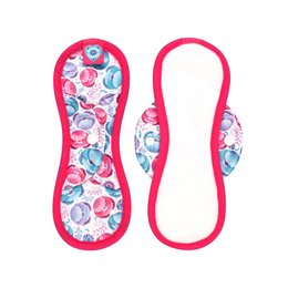Washable sanitary pads in a variety of floral and abstract patterns, including Flutter, Lush, Petal, Seascape, and White. The pads feature a soft, absorbent core and a waterproof outer layer for reliable protection.
