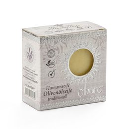 Rectangular white soap bar with green and gold packaging, labeled as "Hamam soap - packed (200g)" from the Shower Gels category.