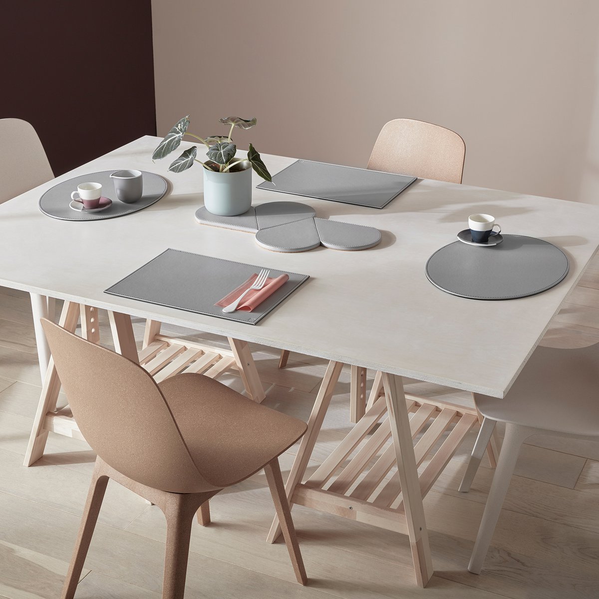 Placemat DUO rechthoekig, grijs/wit