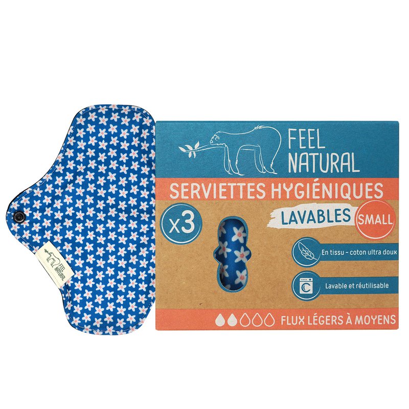 Set van 3 wasbare en herbruikbare hygiënische handdoeken -licht -tot -medium smallflux