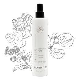 A 250 ml bottle of ICONIQUE 03 Tonic lotion, a face mask product. The bottle has a white label with a floral design.