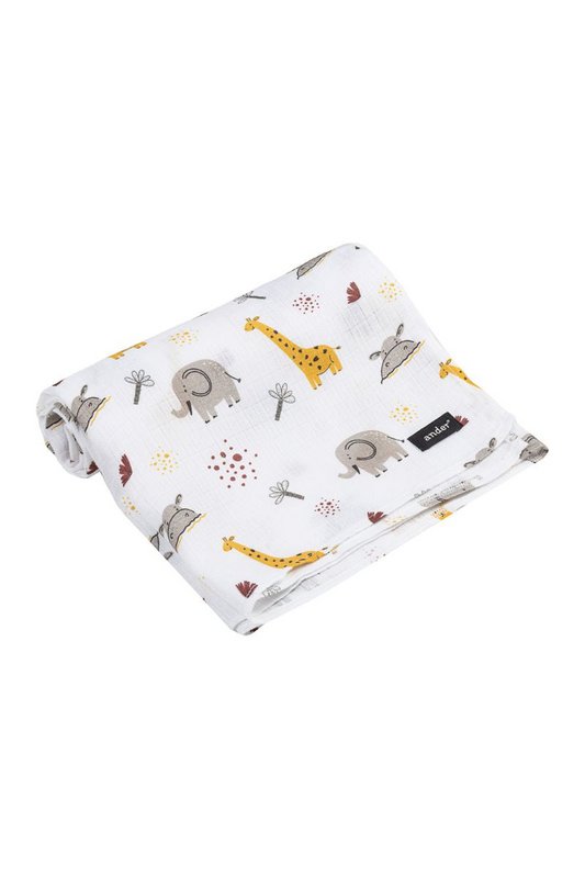 Muslin Baby Zoo - Bomuld - Hvid