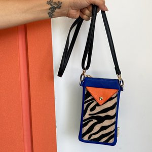 Blaues Zebra-Handy-Portemonnaie mit Animal-Print