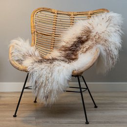 WOOOL Lammfell - Isländisch Weiß Braun CURLY