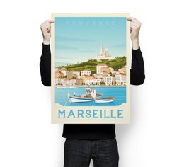 Affiche Marseille Vintage | Poster Ville Marseille Provence Côte d'Azur France