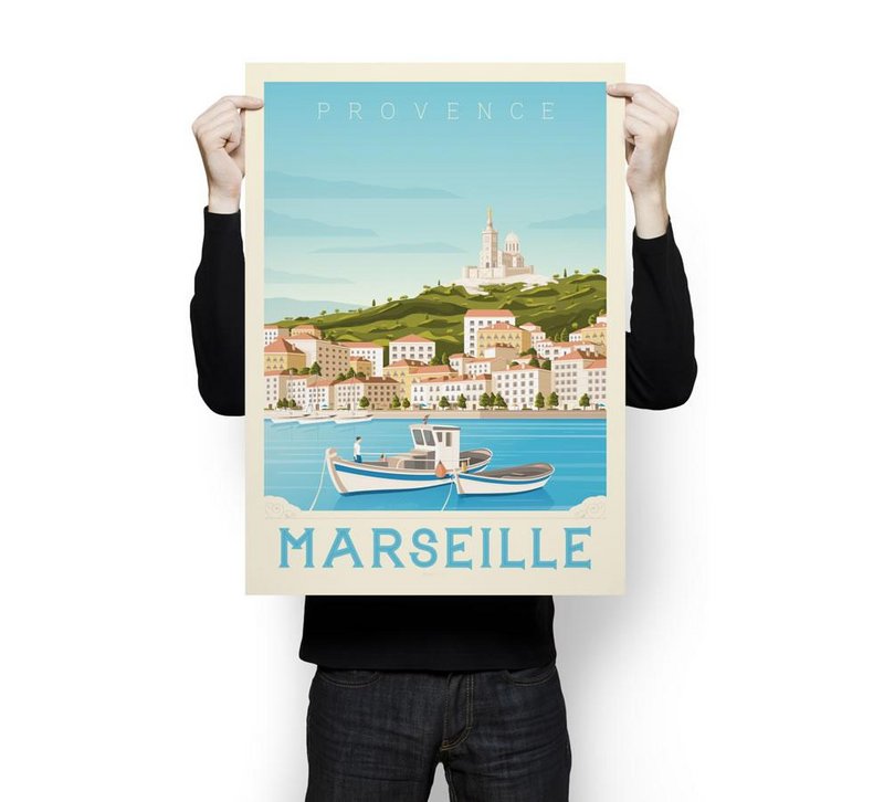 Affiche Marseille Vintage | Poster Ville Marseille Provence Côte d'Azur France