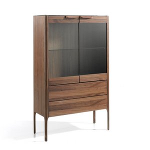 Walnut and marble effect fiberglass cabinet