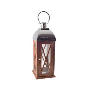 Holzlaterne und Glas kleines Modell 23x23x67cm