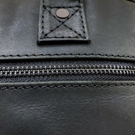 Tas dames zwart leer met korte en lange hengsels | Stijlvolle dameshandtas van leer