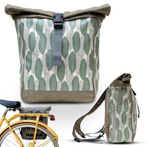 Combination bicycle bag / backpack luggage rack - banana leaves