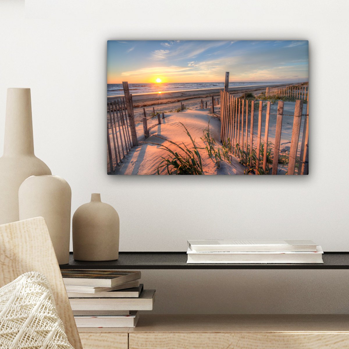 Leinwand Malerei - Wanddekoration - Strand - Meer - Dune - Sonnenuntergang - Landschaft