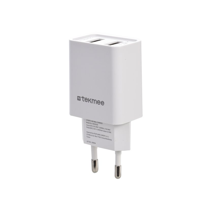Stopcontact 2 USB-poorten 2,4A - Tekmee