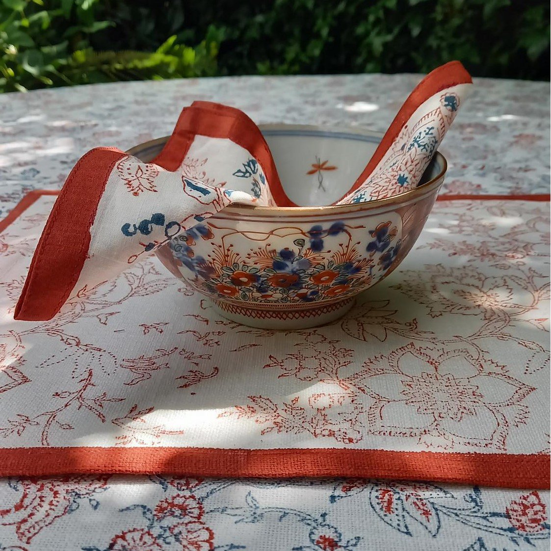 Serviette 'Fleur' ​​Rouge/Bleu