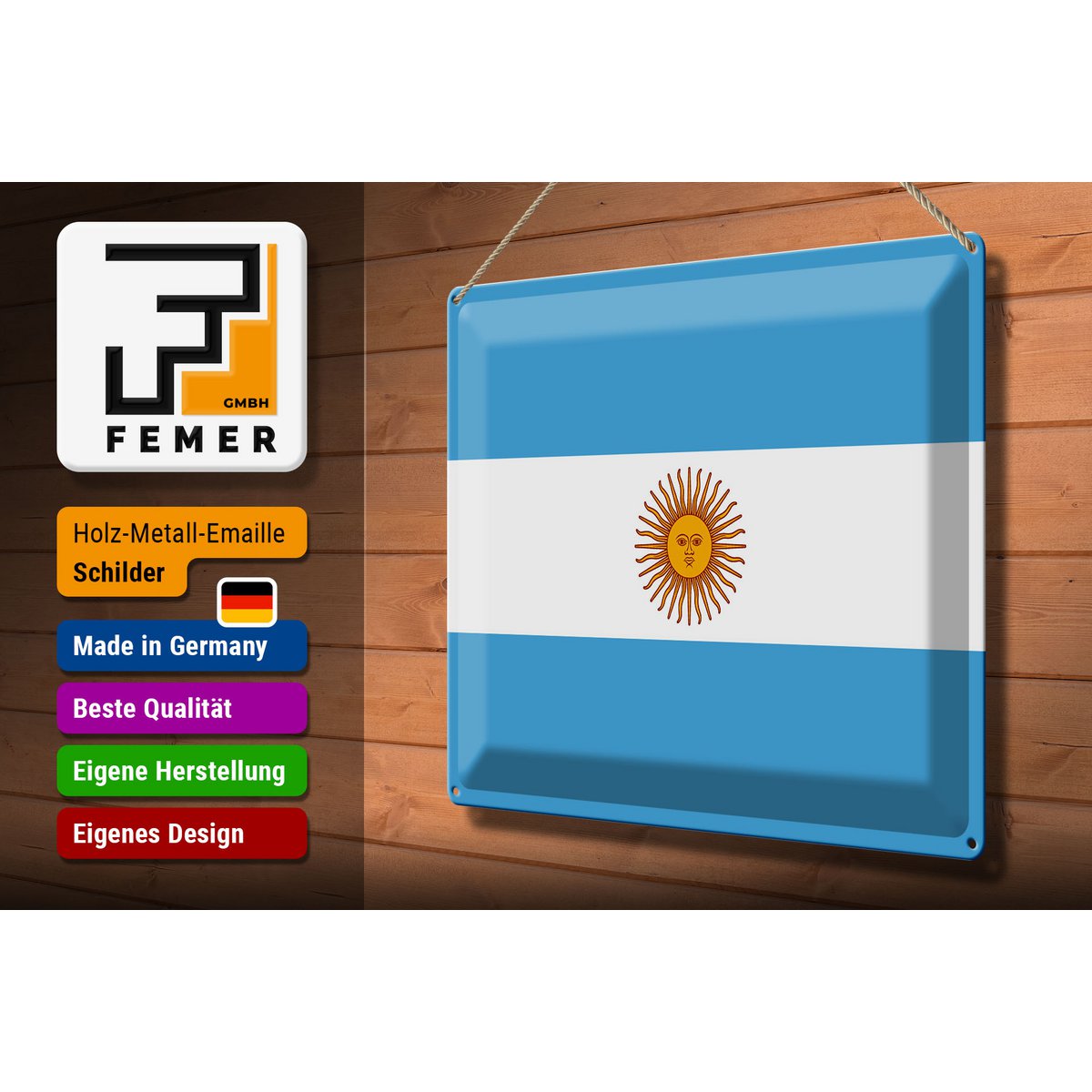 Tin Sign Flag Argentina 40x30cm Flag of Argentina