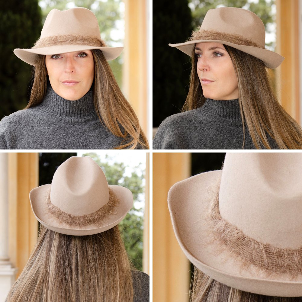 FELT HAT - mohair ribbon, unstitched edge