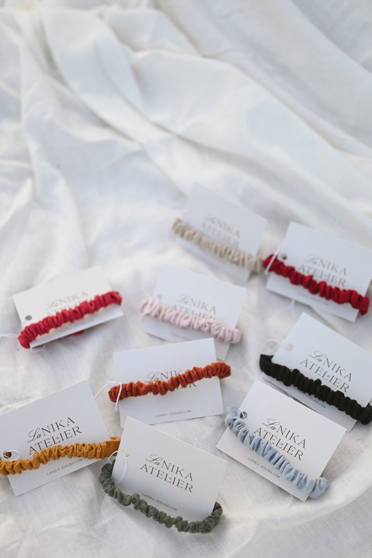 Skinny No plastic Elastic Linen Scrunchies - Linen Hårbånd