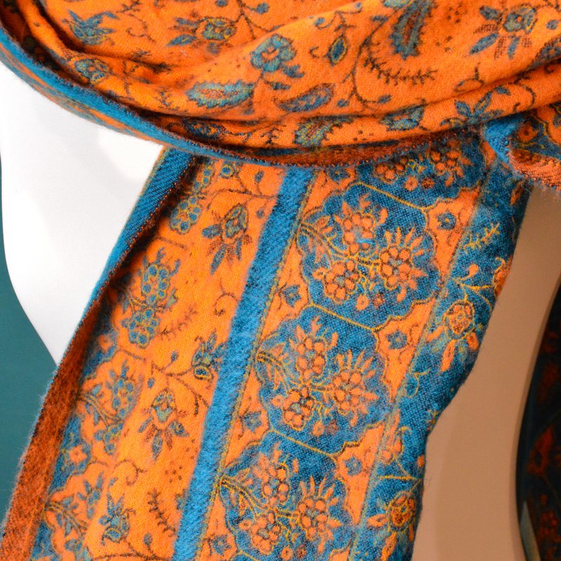 TIBET scarf made of yak wool mix in a fine floral pattern