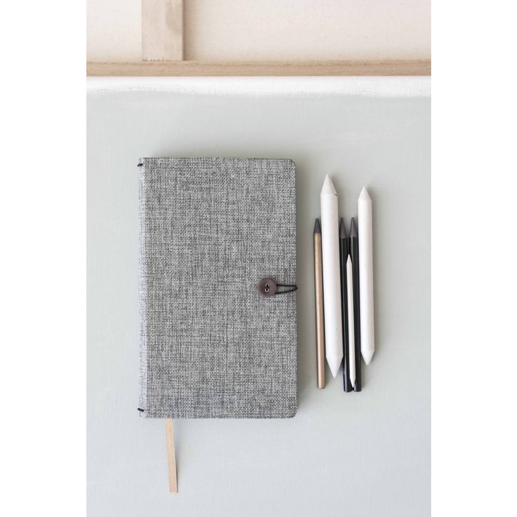 Notebook with button - linen - Moss Agate - FSC Mix Credit