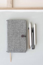 Notebook with button - linen - Moss Agate - FSC Mix Credit