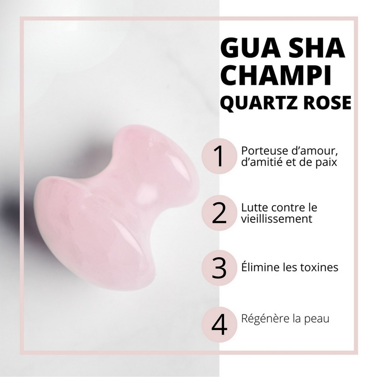 Champi Gua Sha – Rose Quartz – Effective Facial Massage – Complexion Radiance and Healthy Glow Effect – Well-Being Accessory Tool