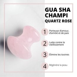 Champi Gua Sha – Rose Quartz – Effective Facial Massage – Complexion Radiance and Healthy Glow Effect – Well-Being Accessory Tool