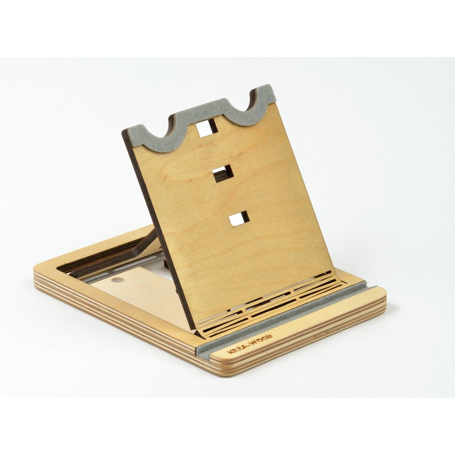 Krea-Wood Soporte para tablet hecho a mano de madera de abedul, color natural
