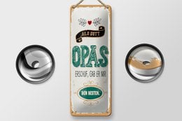 Blechschild Spruch 27x10 cm Als Gott Opas erschuf, gab er mir den Besten Schild