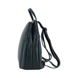 RB1018A | Damenrucksack aus echtem Leder mit zwei Fächern, hergestellt in Italien, mit verstellbaren Schultergurten. Zubehör aus Gunmetal-Metall – Farbe Schwarz – Maße: 26 x 30 x 14,5 cm