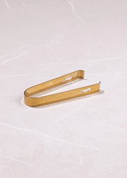 Gold serving tongs with wooden handles, elegant kitchen utensil for serving food