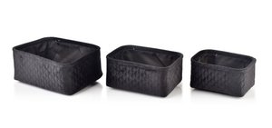 SARA BLACK SET OF 3 BASKETS L27x20xh11cm, M24x17xh11cm, W20x14xh10cm