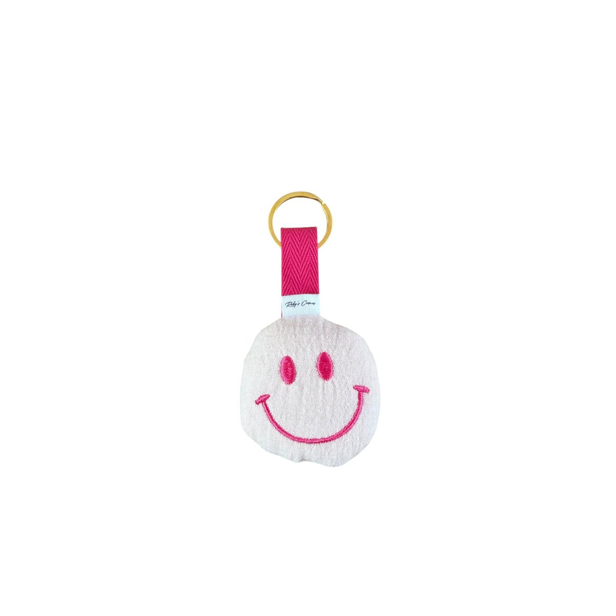 Sleutelhanger Smiley - Mousseline - Licht Roze