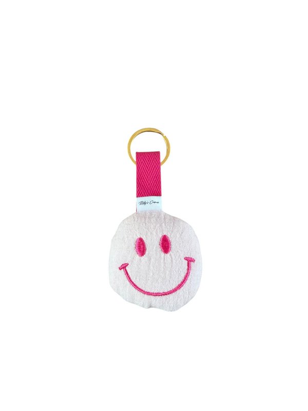 Sleutelhanger Smiley - Mousseline - Licht Roze