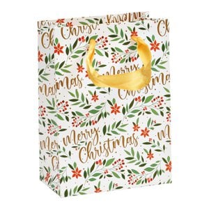 Gift bag Merry Christmas leaf decoration made of paper/cardboard colorful (W/H/D) 12x16x1cm