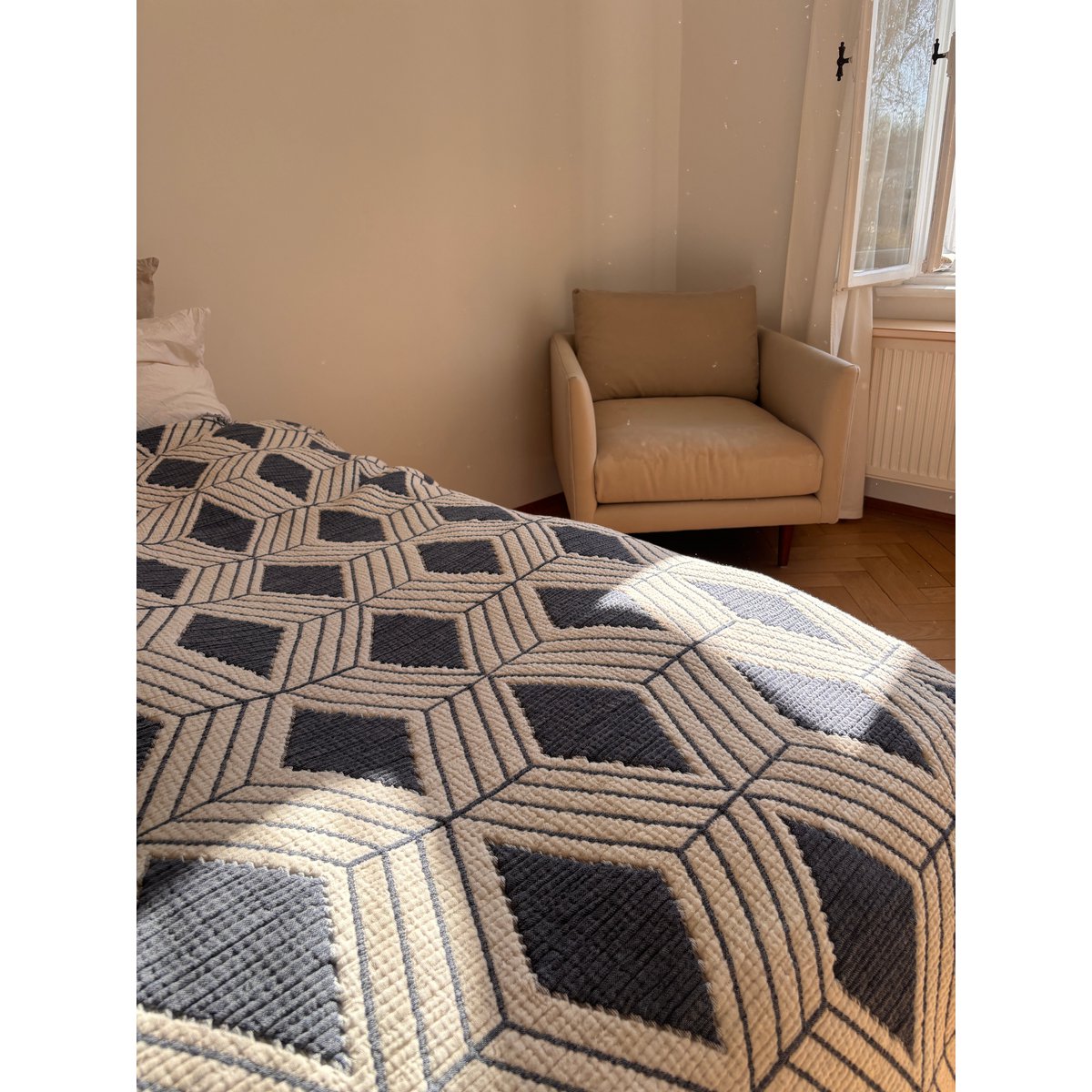 Muslin blanket - blue and white - 2.20 x 2.50 m FAIR