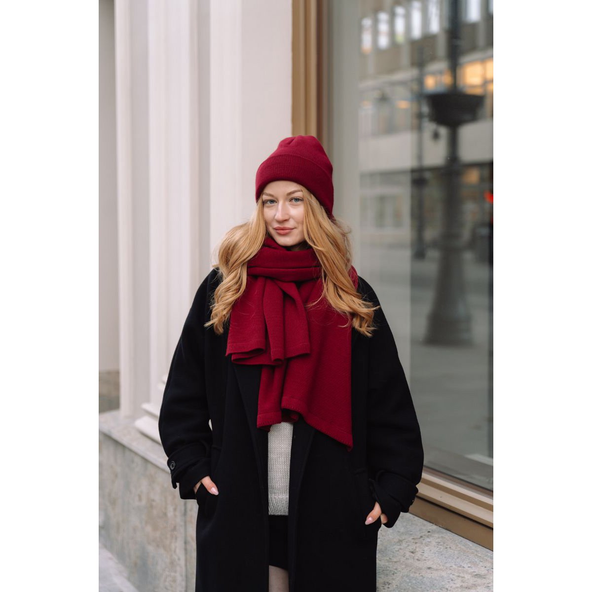 NAOMI muts – 100% merinowol – bordeaux