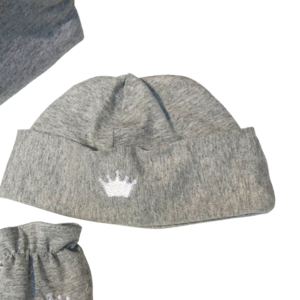 Jersey baby hat with embroidered white crown