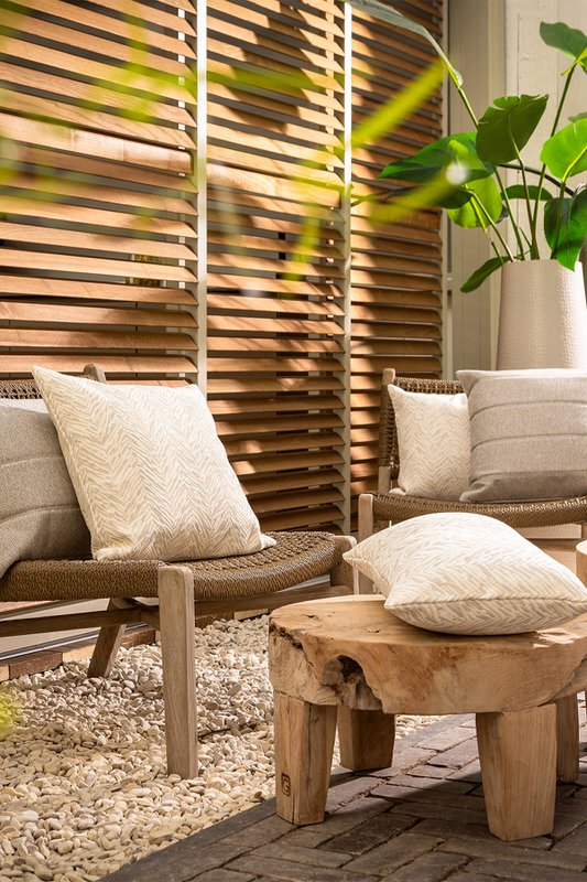 Dutch Decor AUGUSTA - Outdoor cushion 30x50 cm - Marshmallow - White and beige