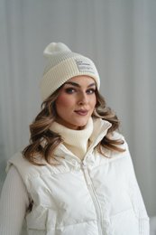 Ensemble bonnet et écharpe BRIGID NEW – 100% laine mérinos – écru
