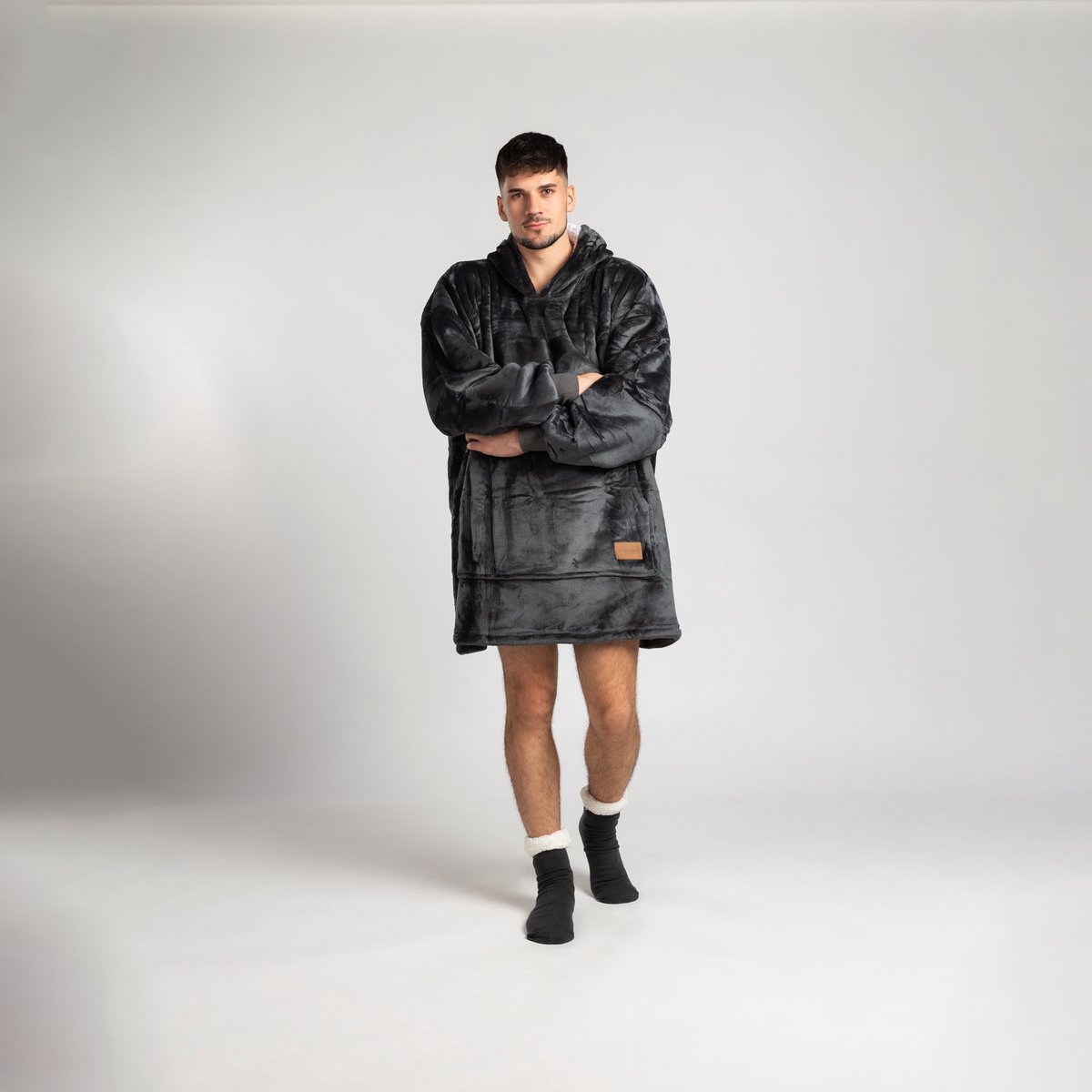 Vitapur - Couverture à capuche + chaussettes - Gris