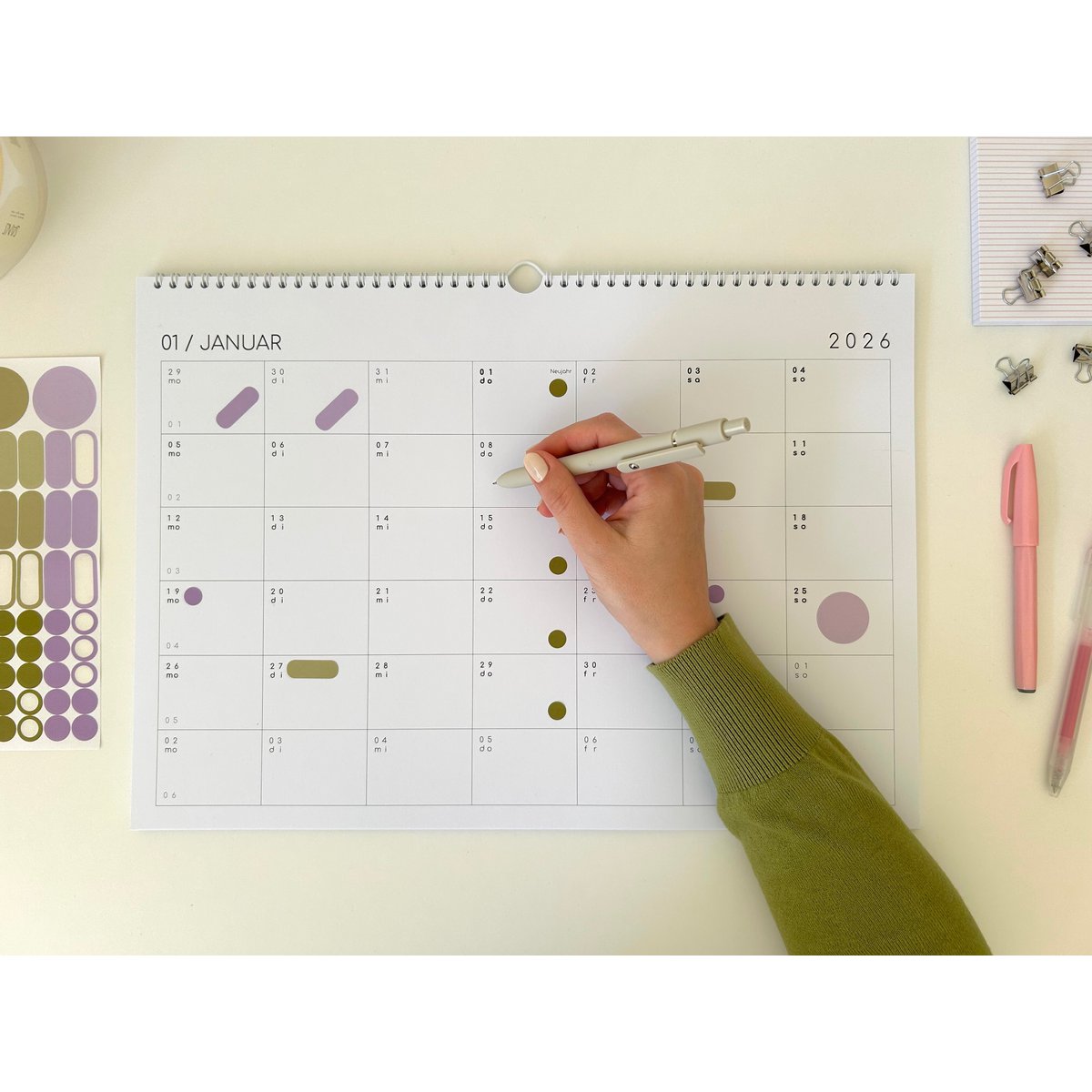 Calendario con pegatinas 2027 - A4 / A3
