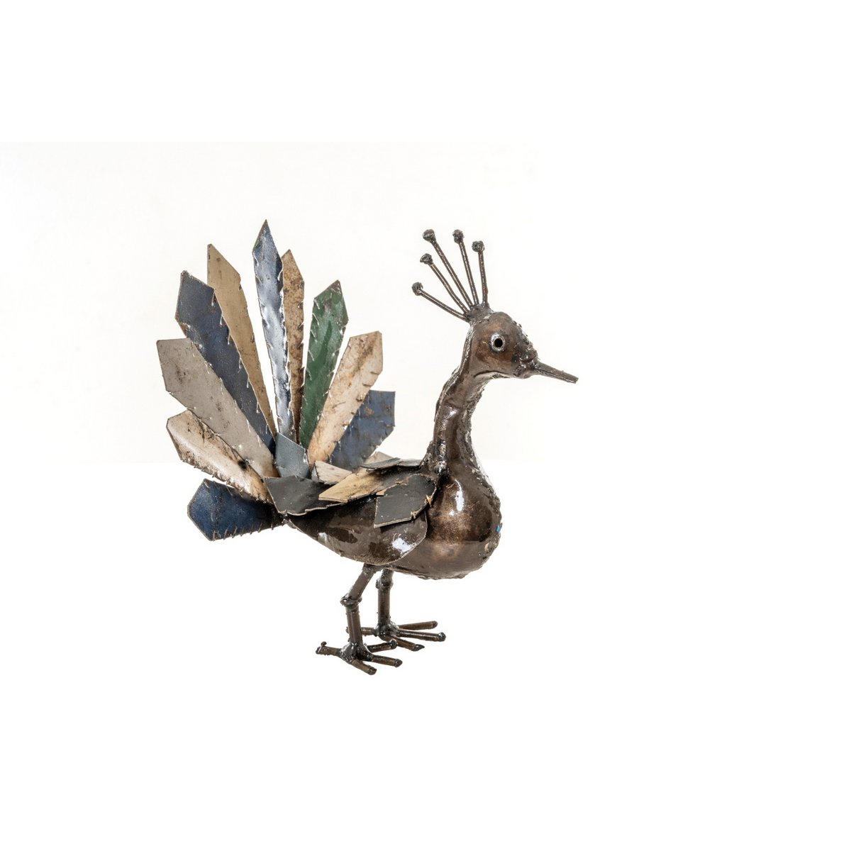 ZIMBA-ARTS METAAL NATUURLIJK KLEURRIJKE KLEINE PAUW