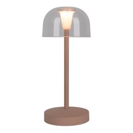 2-er Set LED battery table lamp "Gomba" for outside and inside, made of metal and plastic in Frosted Almond, 18.5 cm high