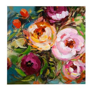 Bild Flower Power, handgemalt, Acryl auf Leinwand, 100x100 cm