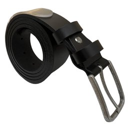 Leather Belt Black Of 3.5 cm Wide - Women's Belt Or Men's Belt