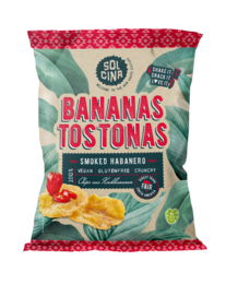 Smoked habanero-flavored banana chips with a bold, spicy taste. Made from real bananas and seasoned with smoky habanero peppers.