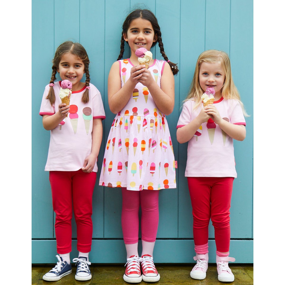 Organic cotton children summer dress with ice cream printing