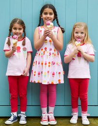 Organic cotton children summer dress with ice cream printing