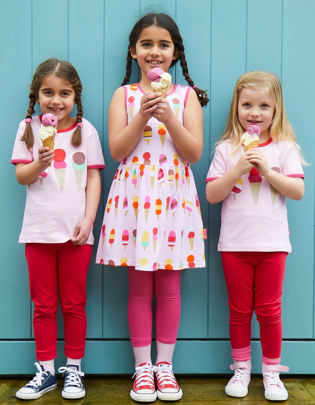 Organic cotton children summer dress with ice cream printing