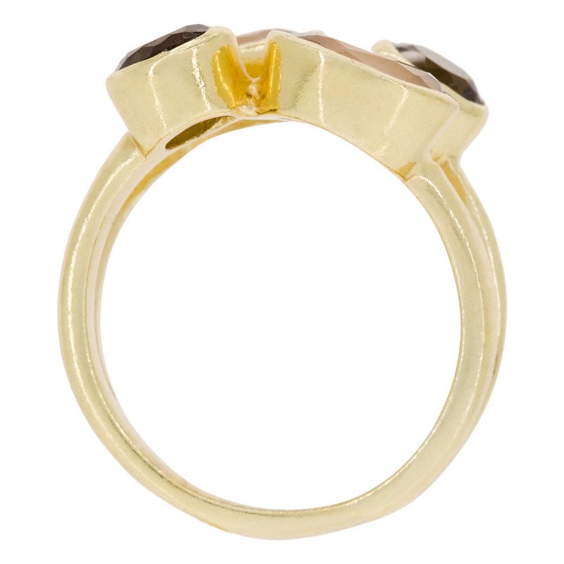 “Thaïs” ring van rozenkwarts en rookkwarts
